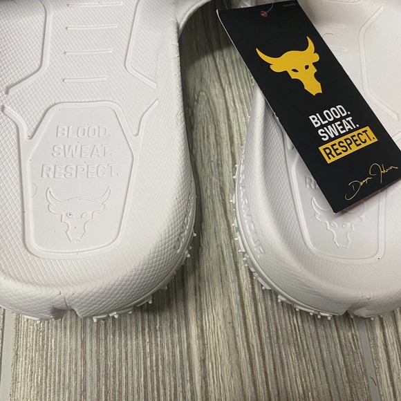 Under Armour Project Rock Logo Slide Sandals Men’s 8 White Fat Tire NWT - Picture 3 of 7